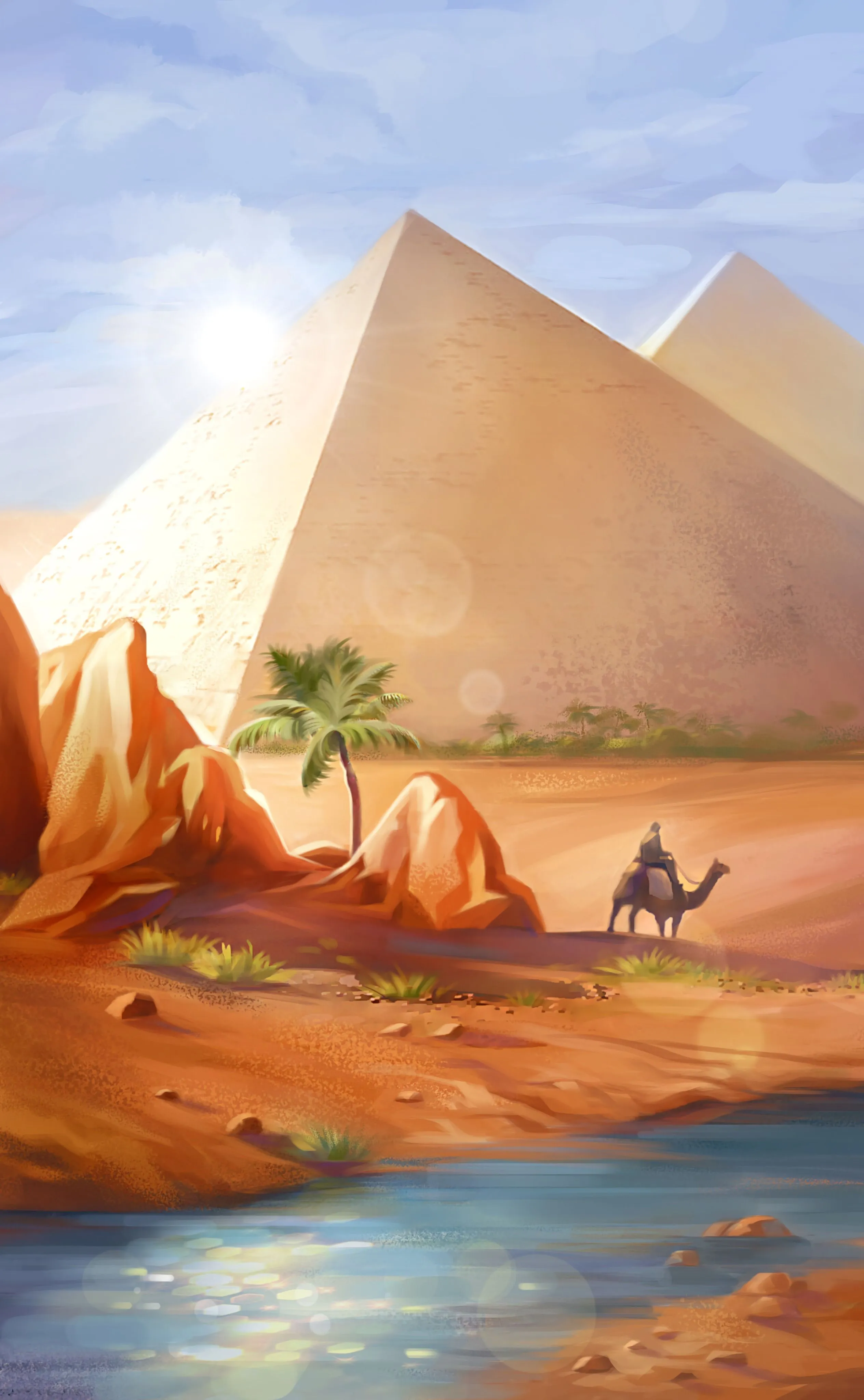 Phone wallpaper: Art, Pyramids, Desert, Camel 97502