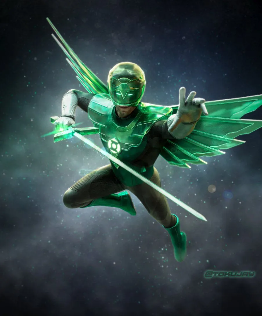 Although I Also Did Make Them A Little Bit More Power Ranger Ish. I'm Not Sorry. Yes, That's Kyle Rayner On Top Of A Construct Dragonzord. Anyway, Excited For The Lanterns Trailer