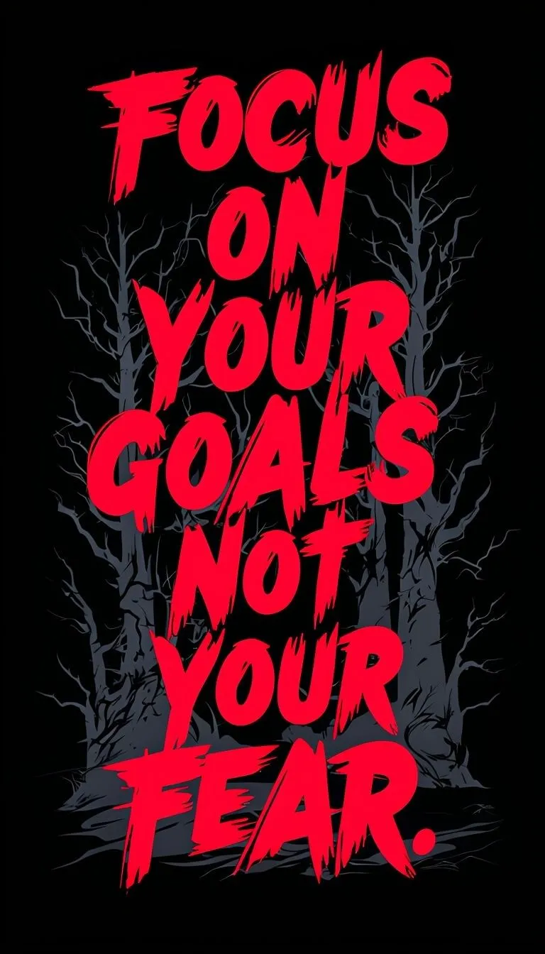 Bold Motivational Quote on Goals with Dark Tree Silhouettes Mobile Wallpaper