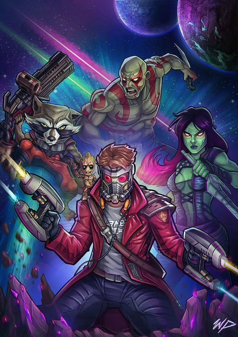 Guardians, drax, galaxy, gamora, guardian, marvel, of the, peter quill, rocket raccoon, HD phone wallpaper