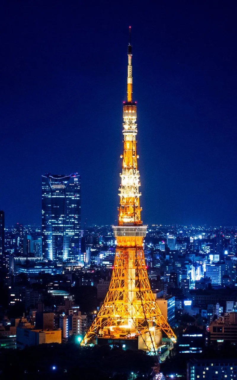 Midnight Tokyo Tower Golden Tokyo Glow Phone Wallpaper: Tokyo Tower