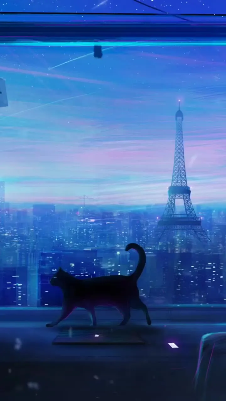 Cat in Tokyo City Mobile Live Wallpaper