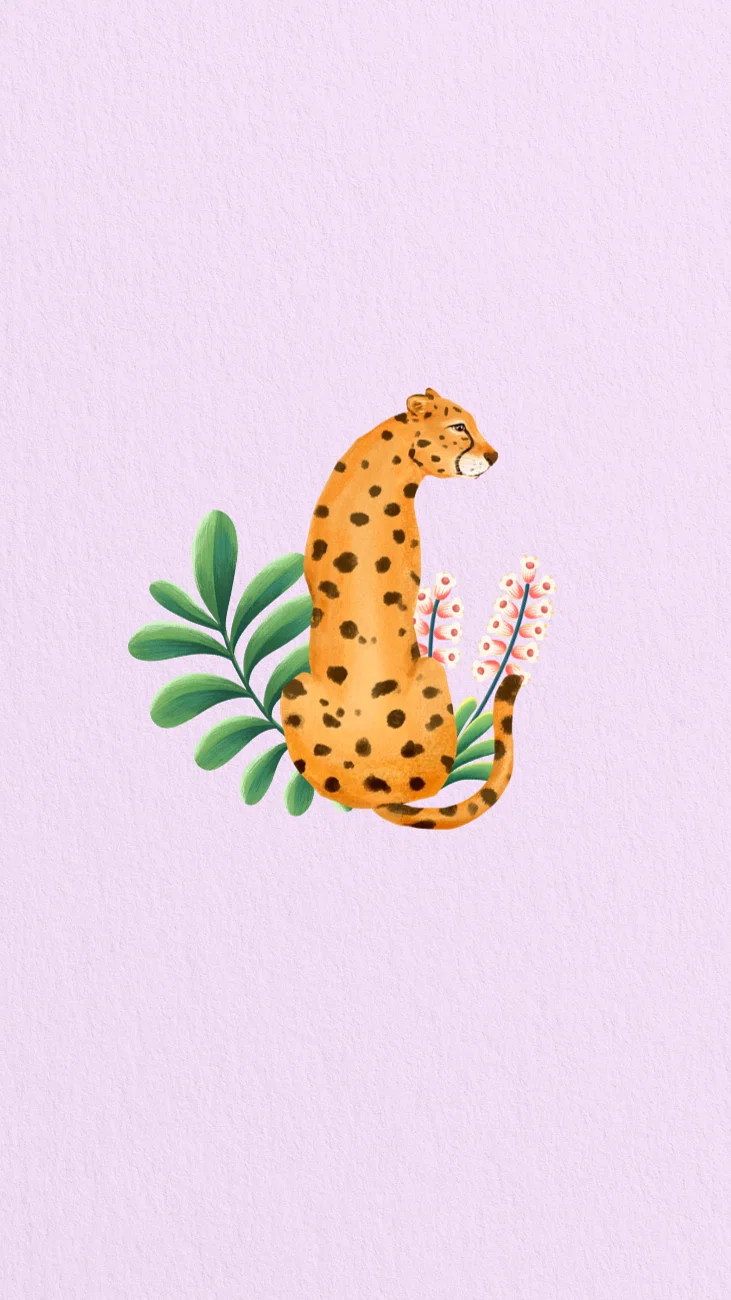 Cute cheetah iPhone wallpaper, drawing. Premium Photo Illustration