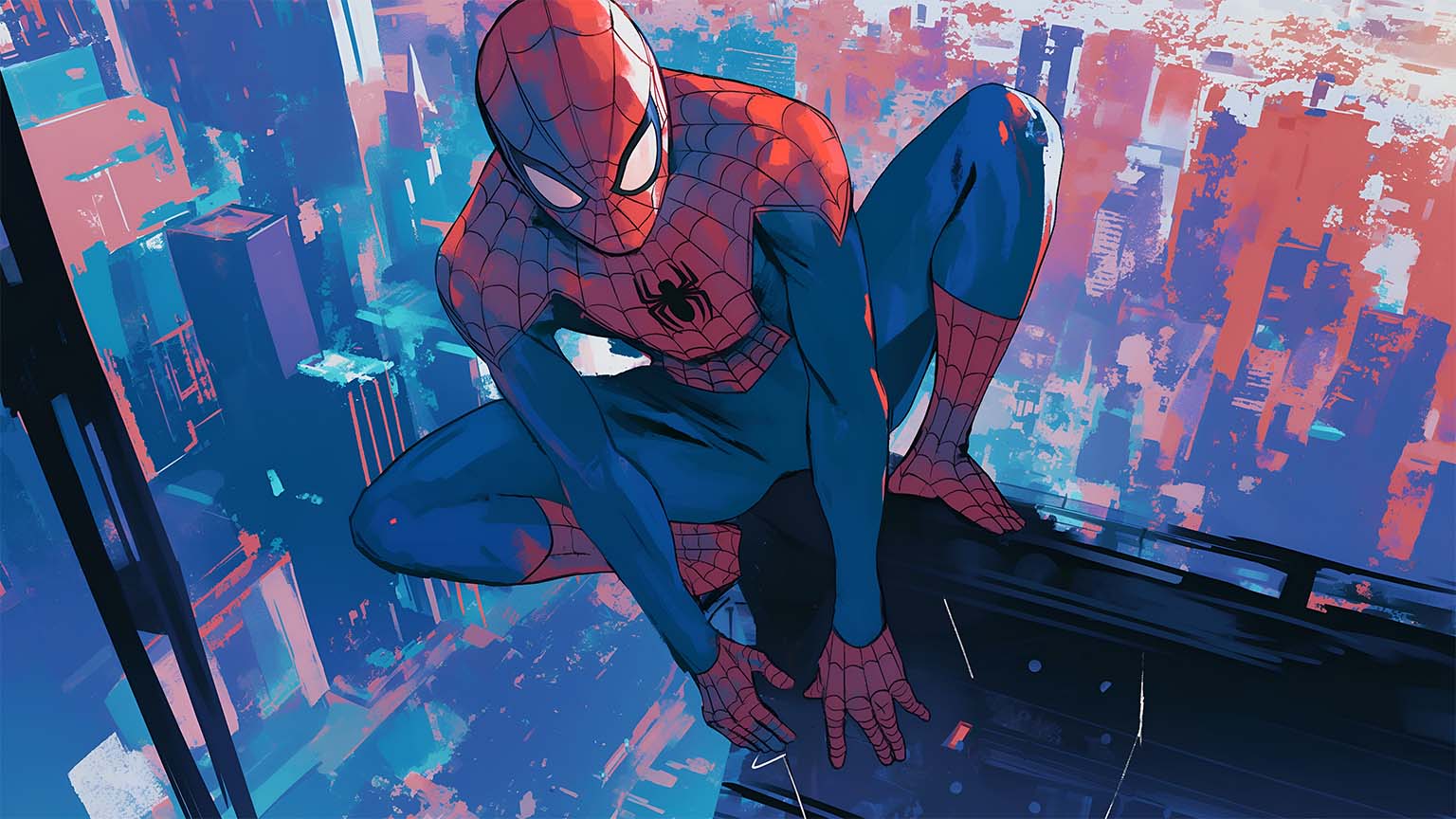 Free Spiderman Comic Glitch Style Desktop Wallpaper 4K