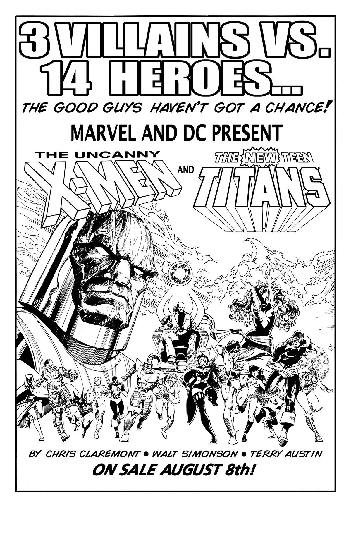 The Uncanny X Men And The New Teen Titans House Ad Recreation By MC Wyman And Gerry Turnbull, In James Henry's MC Wyman Comic Art Gallery Room
