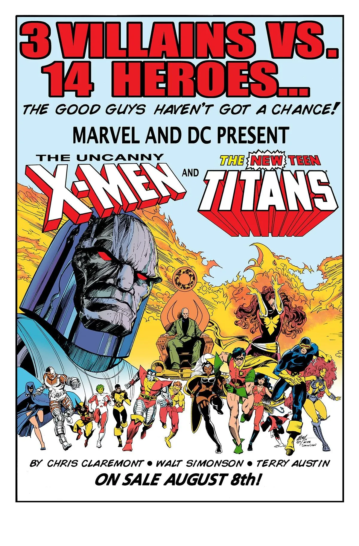 The Uncanny X Men And The New Teen Titans House Ad Recreation By MC Wyman And Gerry Turnbull, In James Henry's MC Wyman Comic Art Gallery Room