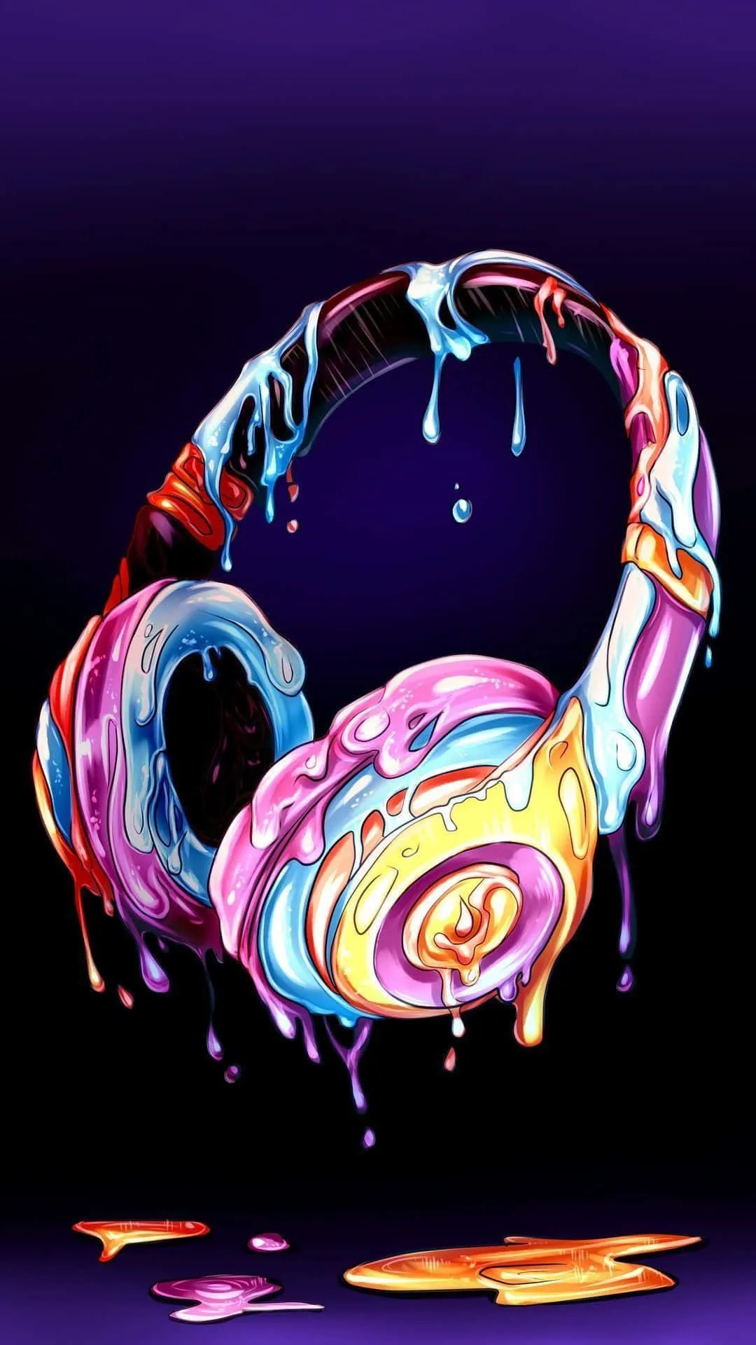 Download A Colorful Headphones With A Colorful Dripping Liquid Wallpaper