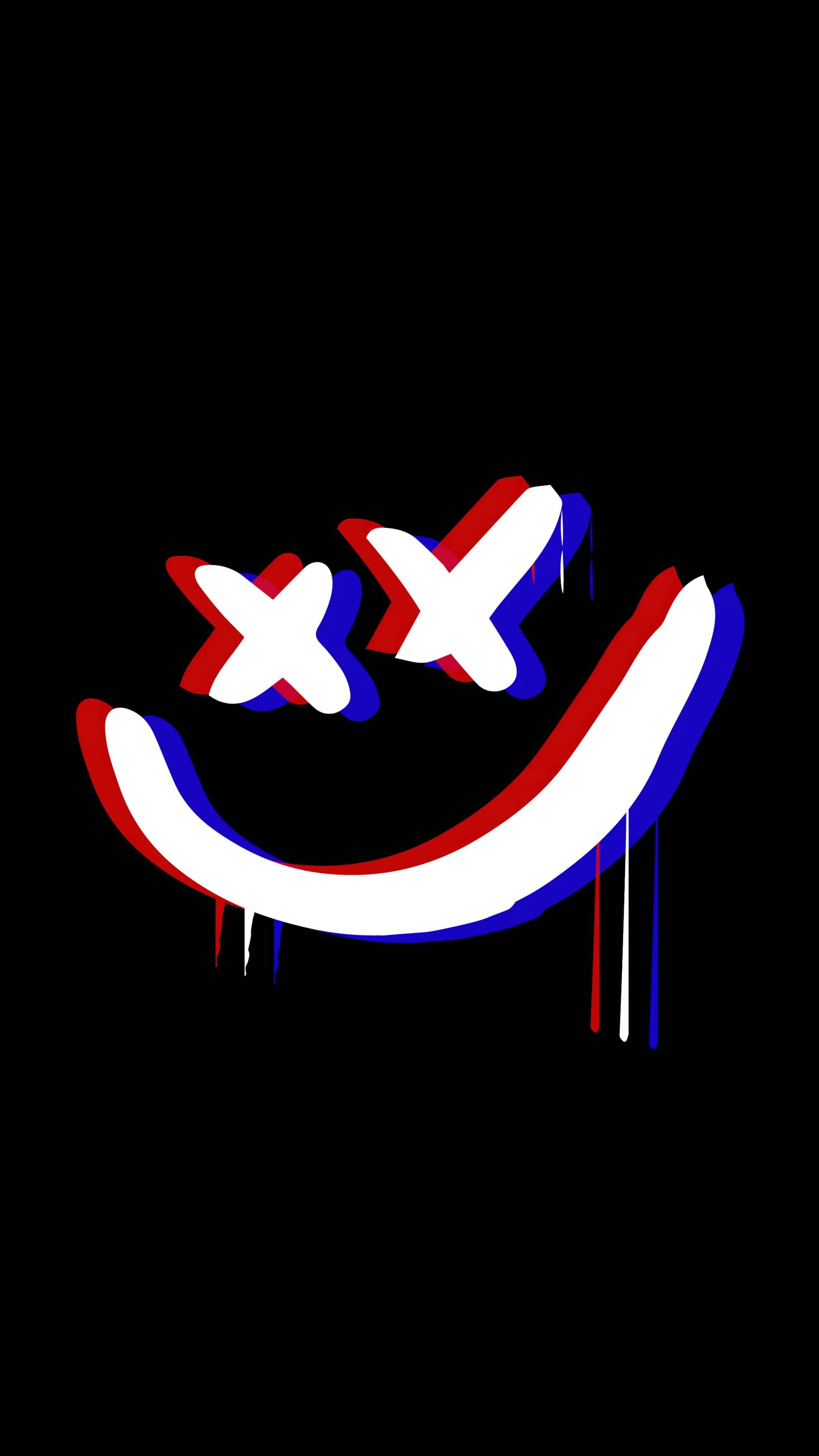 Drippy smiley Wallpaper 4K, Anaglyph, Black background, 5K