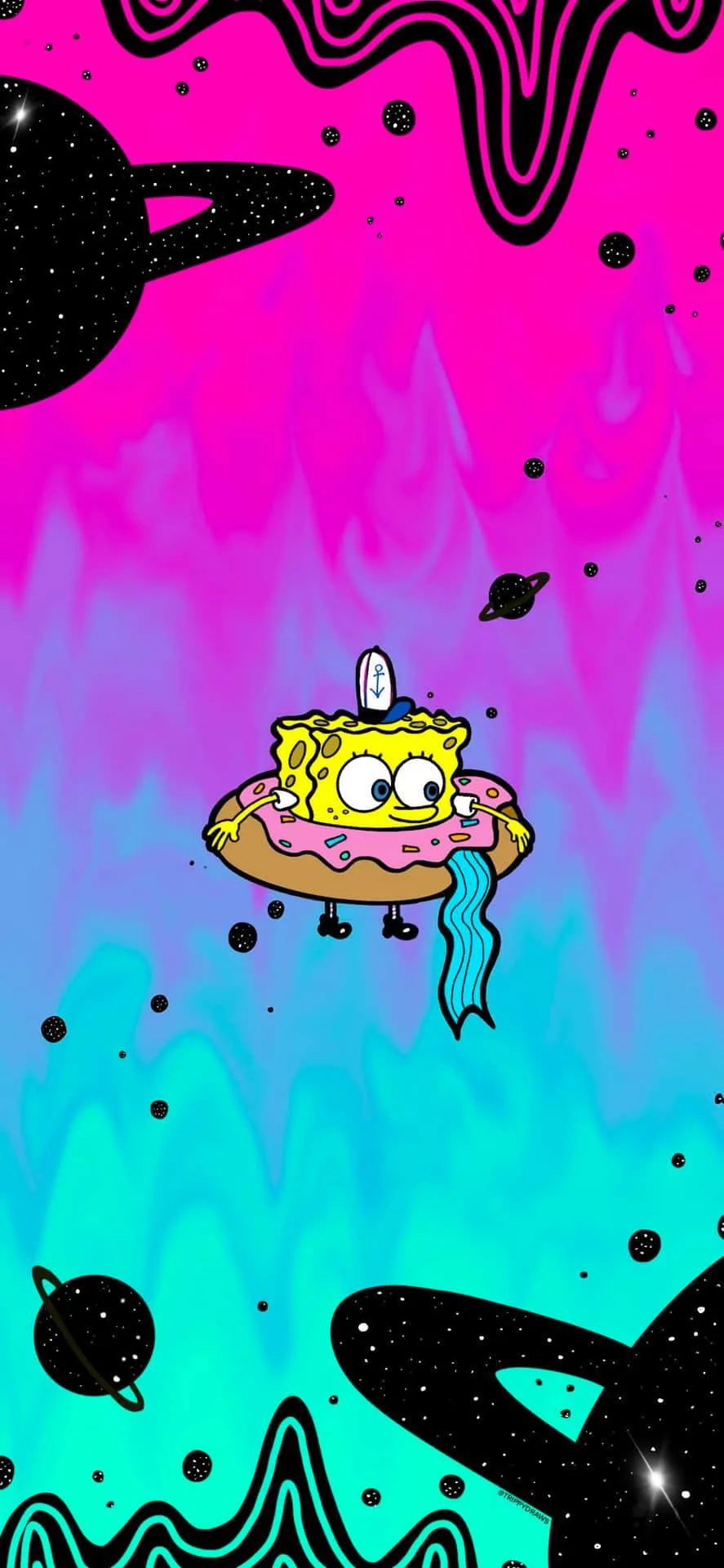 Download Drippy Spongebob Space Art Wallpaper