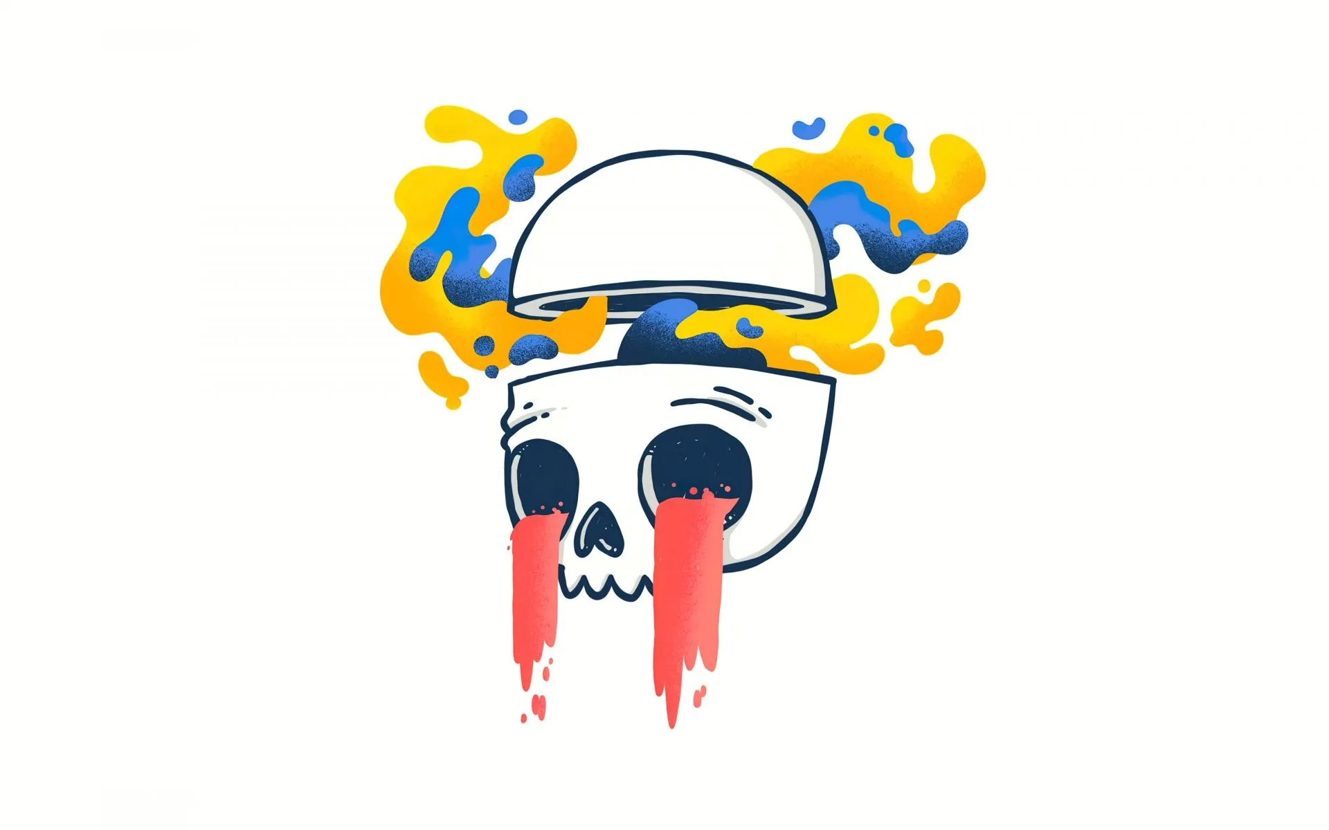 Drippy skull Wallpaper 4K, Drippy artwork, White background