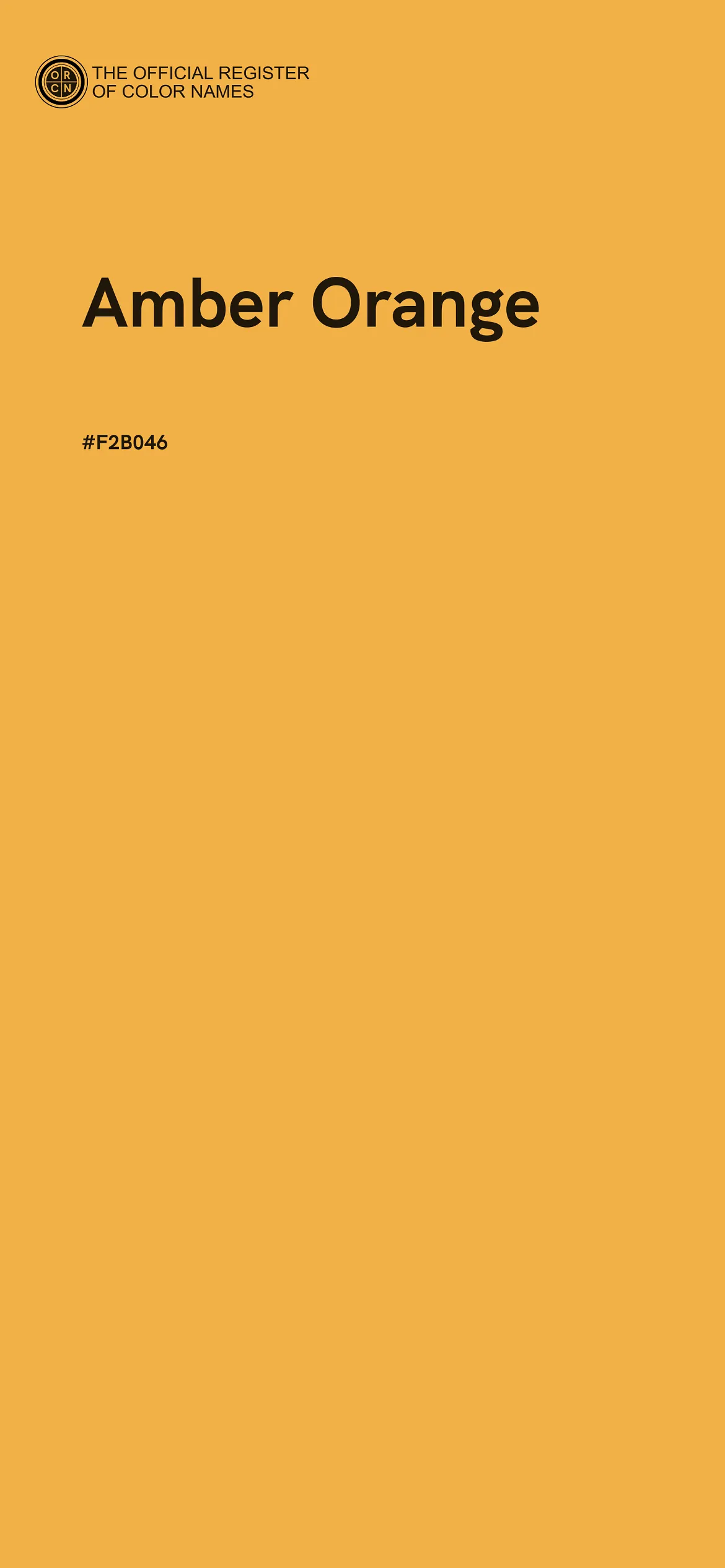 Amber Orange color - #F2B046 Official Register of Color Names