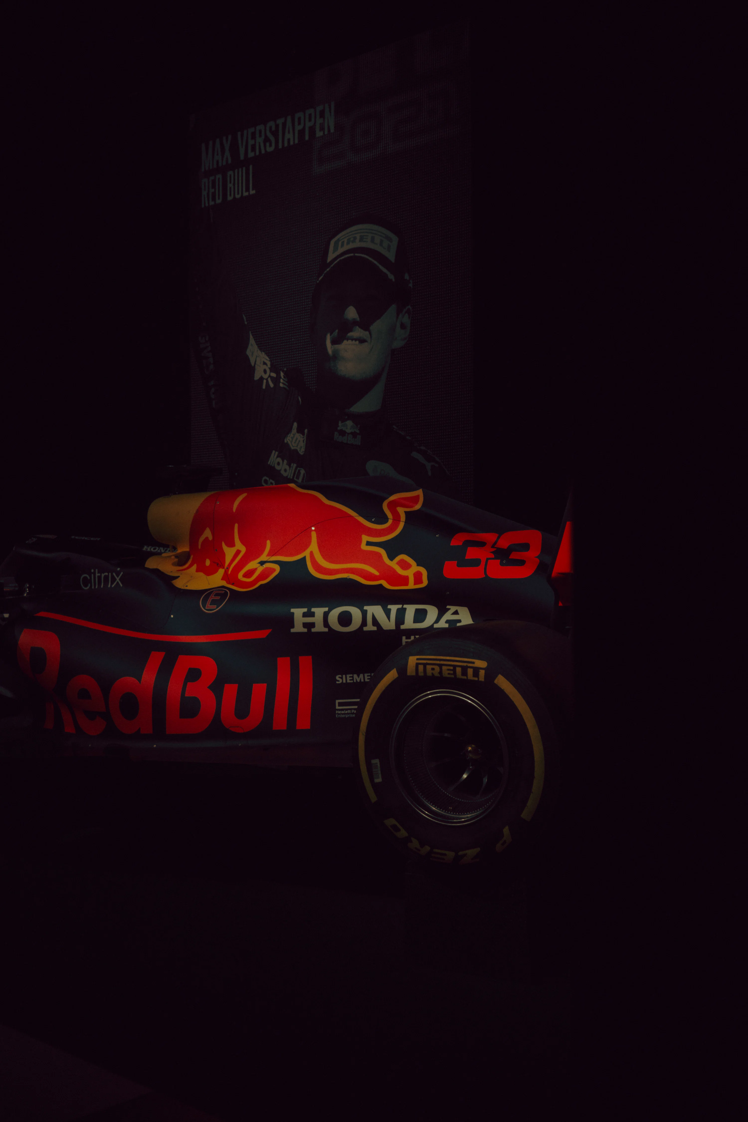 Red bull formula 1 car with max verstappen poster photo