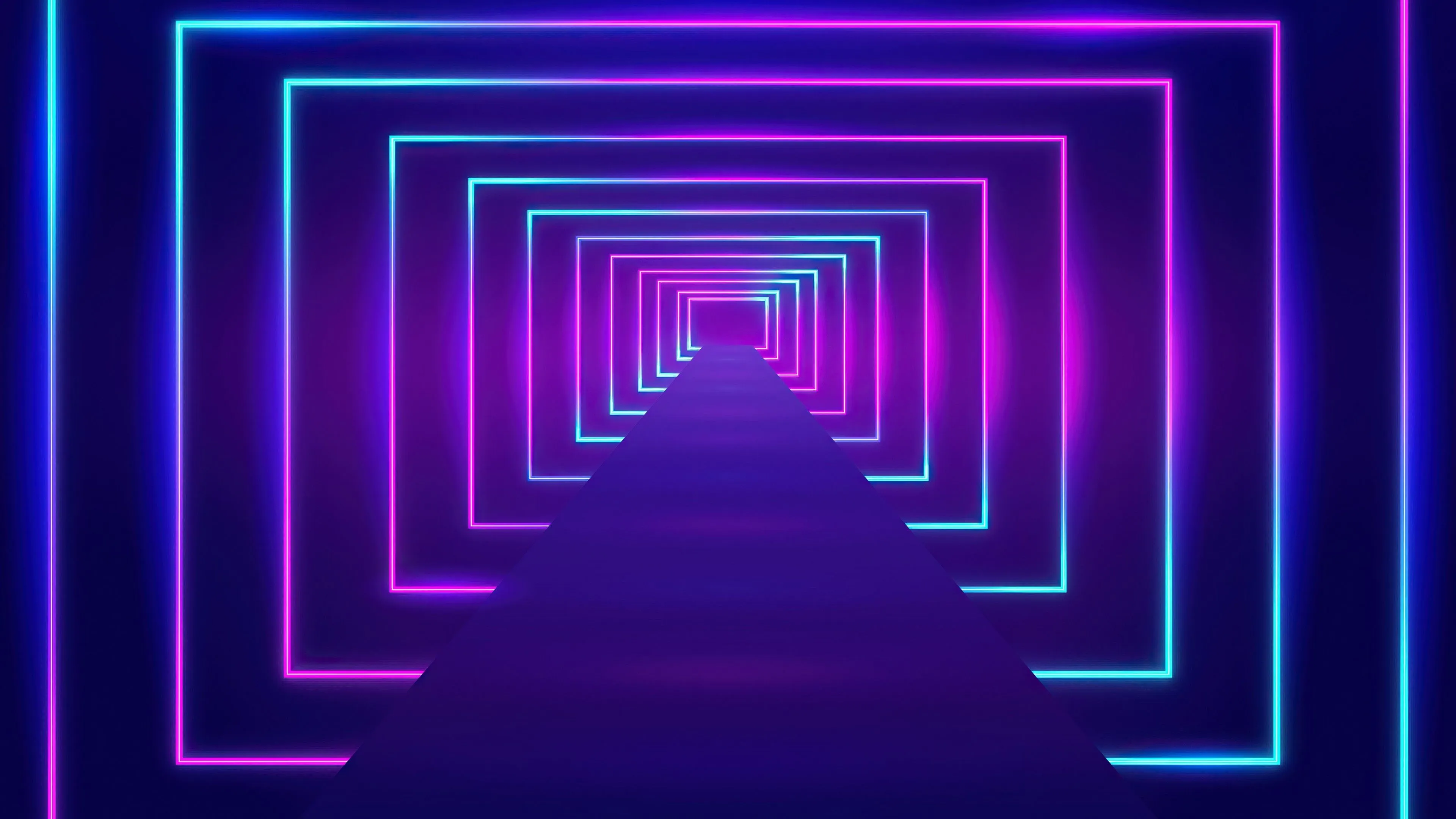 Tunnel lit with blue and purple neon light pattern Wallpaper 4k for Desktop
