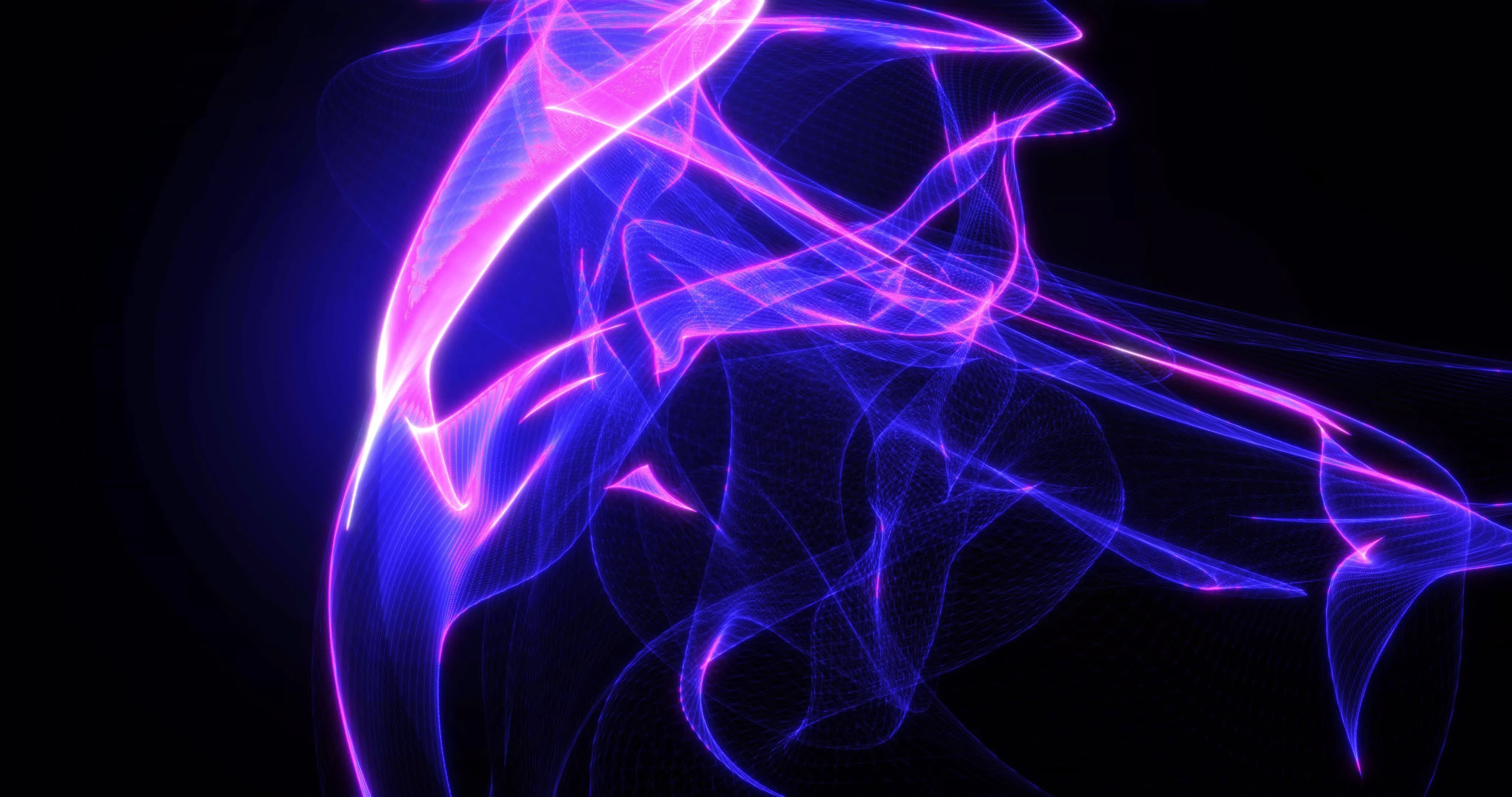 Abstract Background With Purple Beautiful Smoke From Waves And Lines Energy Hi Tech Magic Laser Neon With Glow Effect. Screensaver Beautiful Video Animation In High Resolution 4k