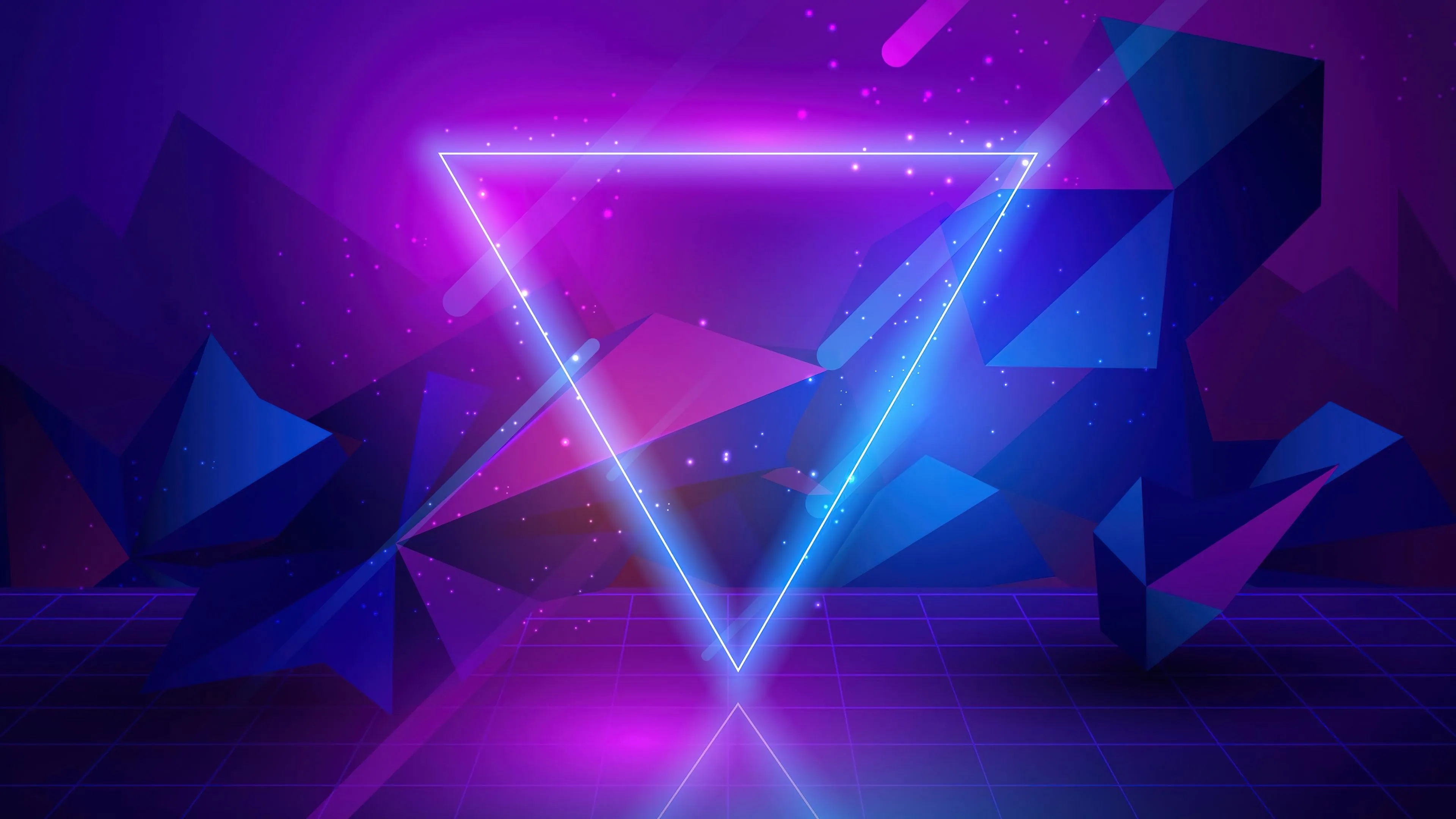 Neon triangle art Wallpaper 4k for Desktop