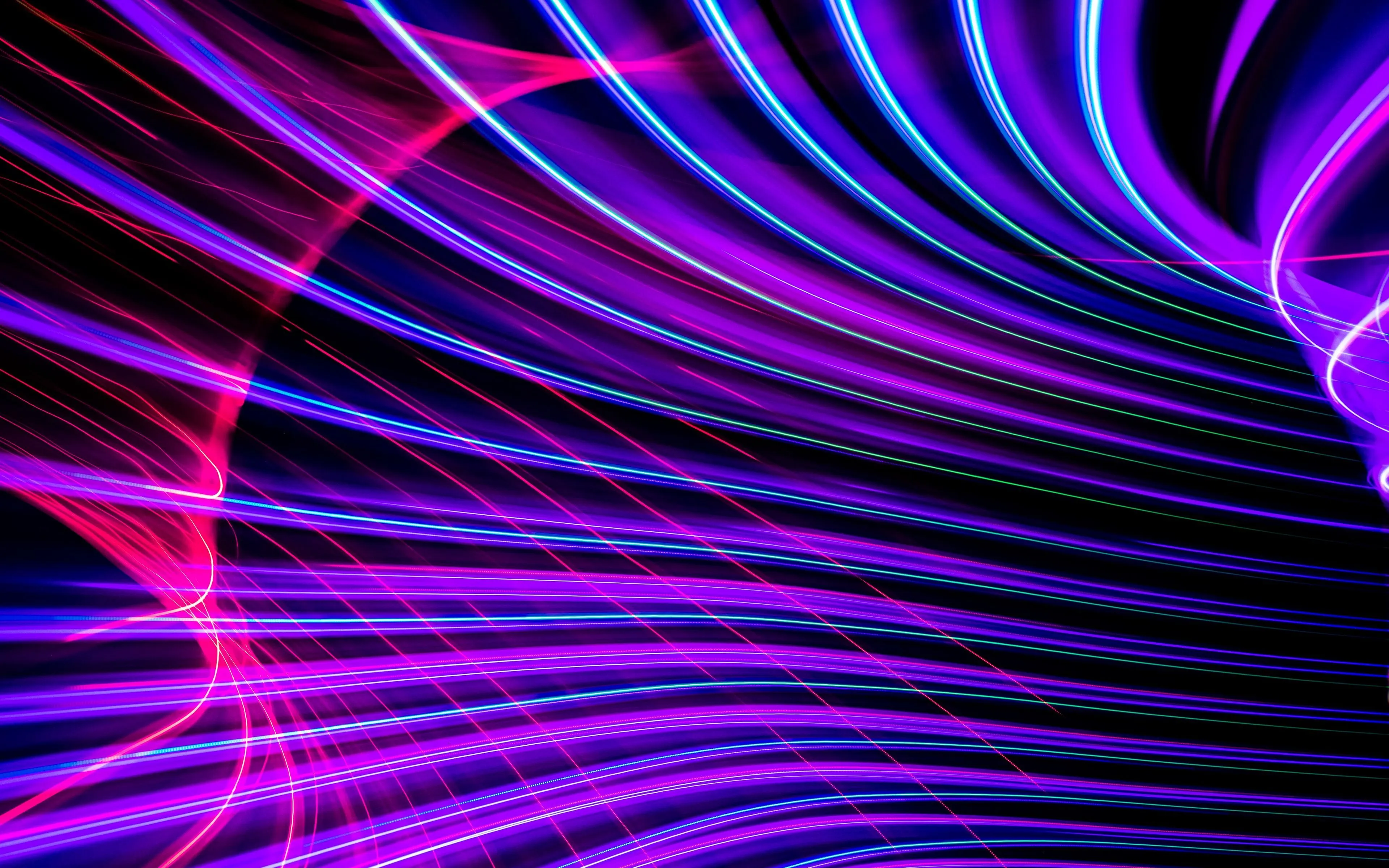Download wallpaper 3840x2400 light, lines, neon, freezelight, abstraction, purple 4k ultra HD 16:10 HD background