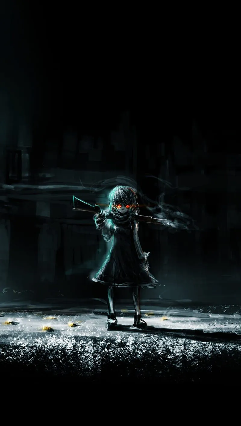 Dark anime girl art, night, HD phone wallpaper