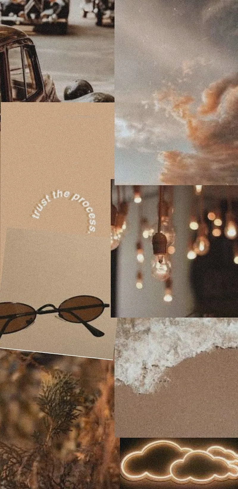 Brown Aesthetic, brown, brown aesthetic, brownaesthetic, car, lights, neon, neon clouds, HD phone wallpaper