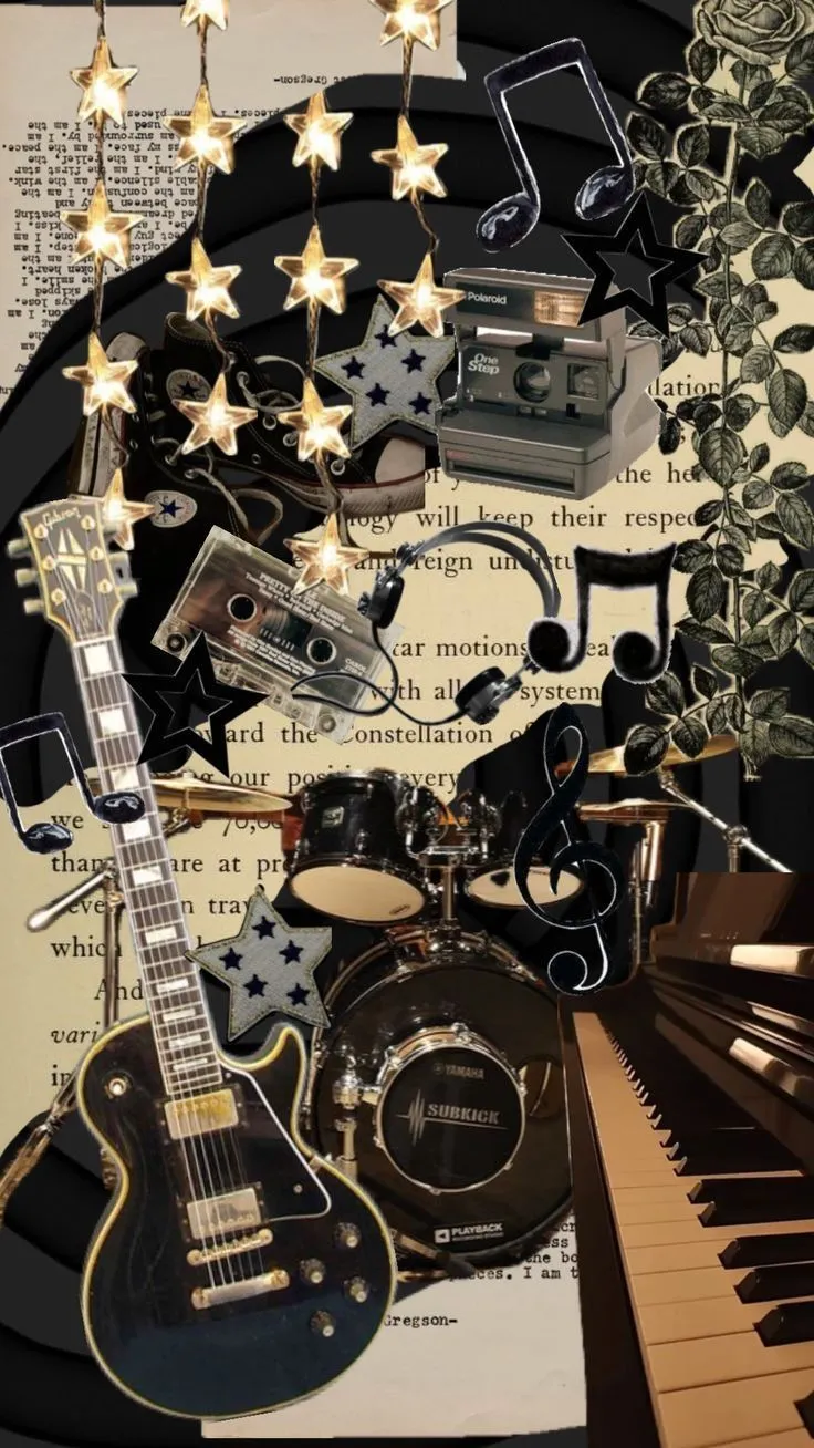 Collage of Vintage Musical Instruments. Vintage wallpaper music, Instruments collage background, Cool wallpaper music