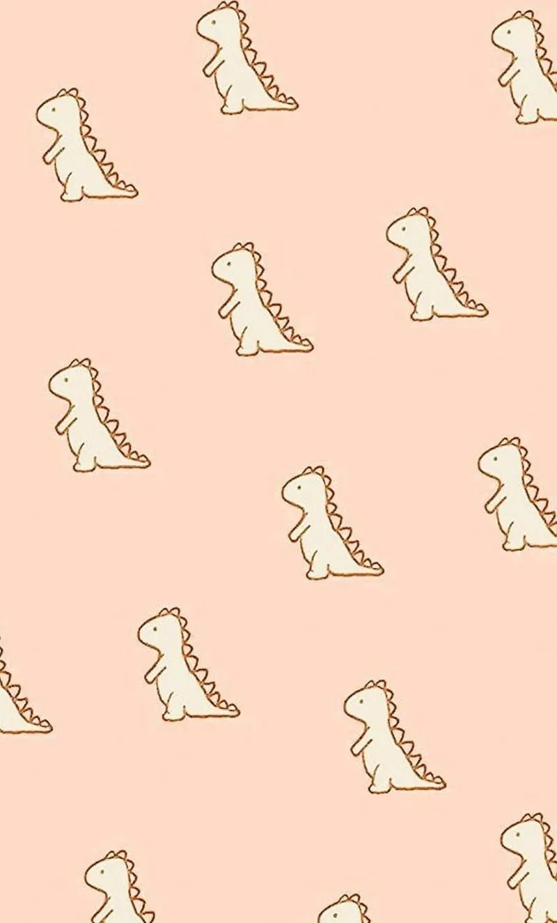 Peach dinosaur, cute, lockscreen, HD phone wallpaper