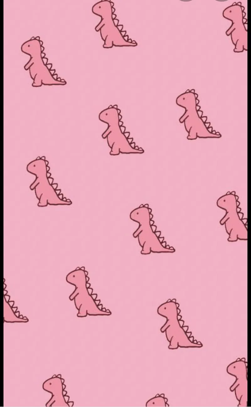 Pink dino, cute, lockscreen, HD phone wallpaper