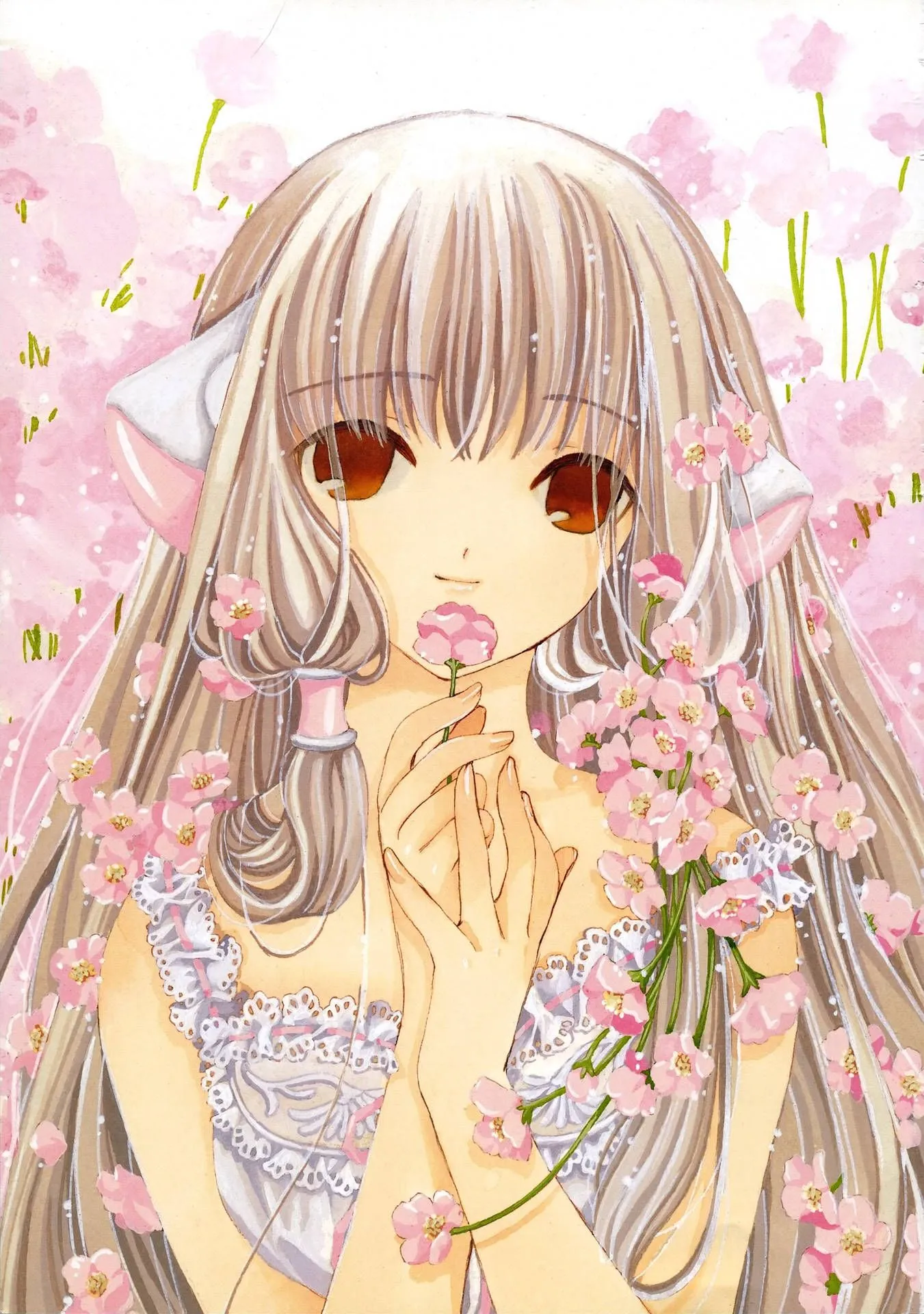 Download Chobits Chi Pink Blossoms Wallpaper