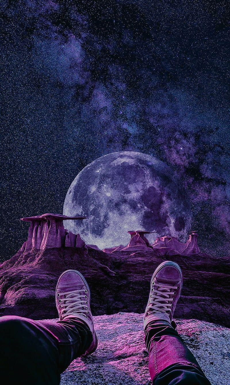 Purple galaxy view, nebula, space, HD phone wallpaper
