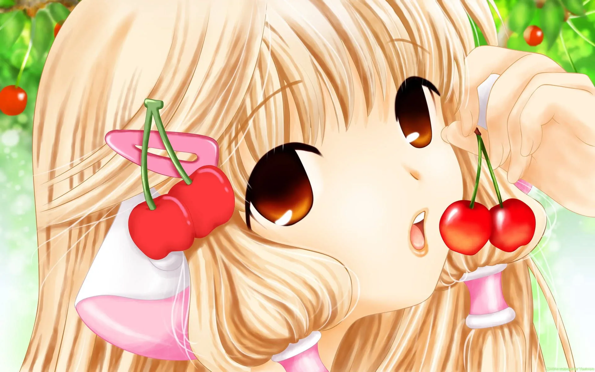 Download Chobits Chi Loves Cherries Wallpaper