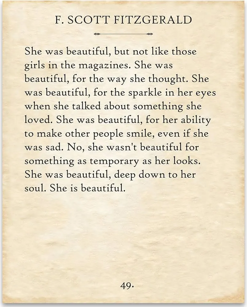 F. Scott Fitzgerald was Beautiful. Unframed Typography Book Page Print Gift for Book Lovers, F. Scott Fitzgerald: Amazon.ca: Home