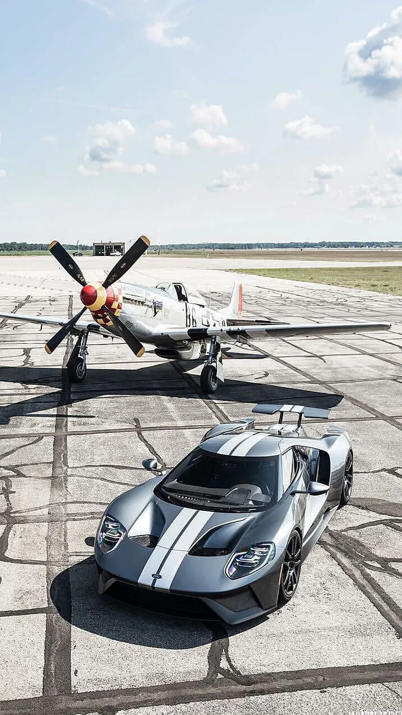 Fighter jets, plane, ford, gt, silver, car, hypercar, supercar, sports, luxury, HD phone wallpaper