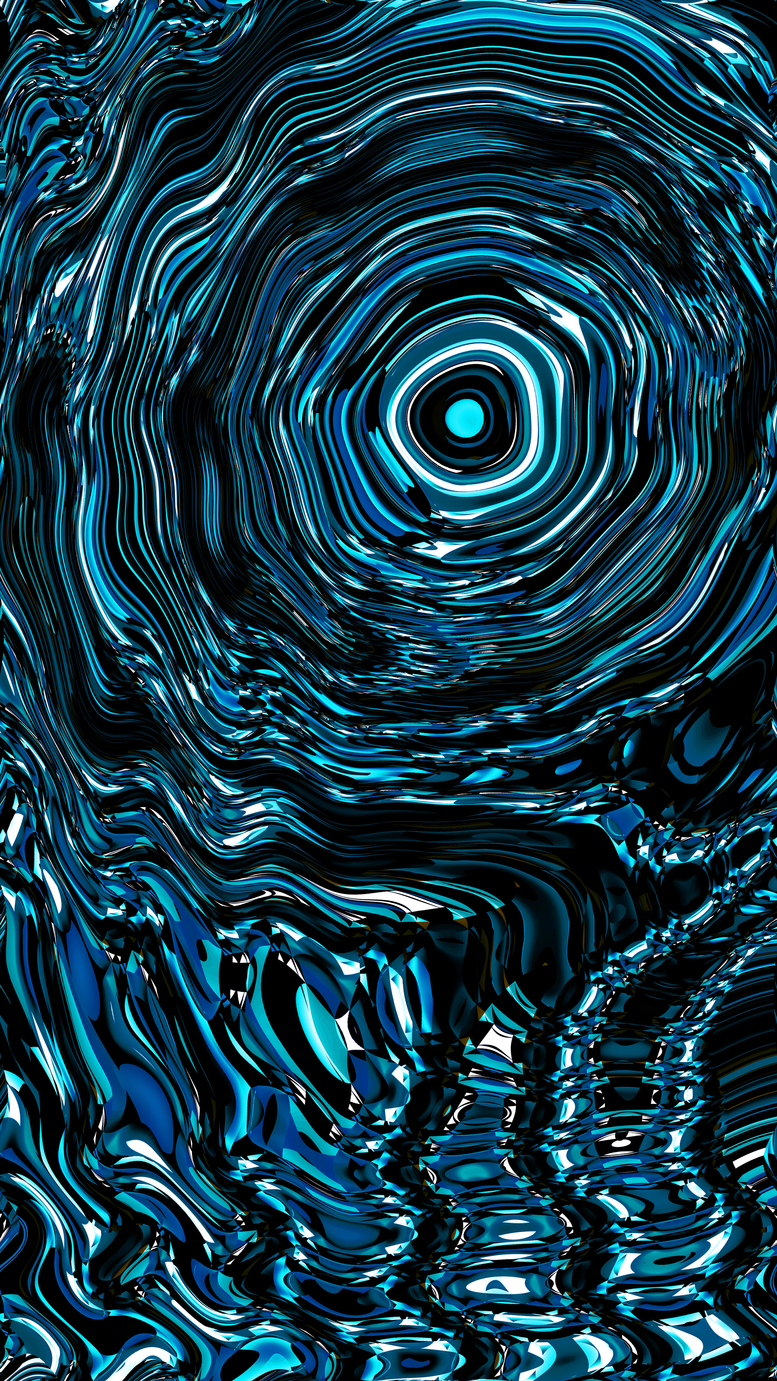 Abstract swirling blue and black pattern with a bright center photo