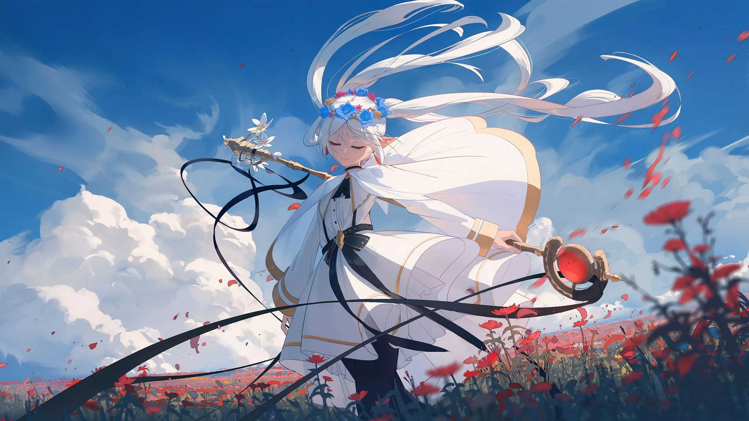 Frieren Wallpaper 4K, Ultrawide, Anime girl