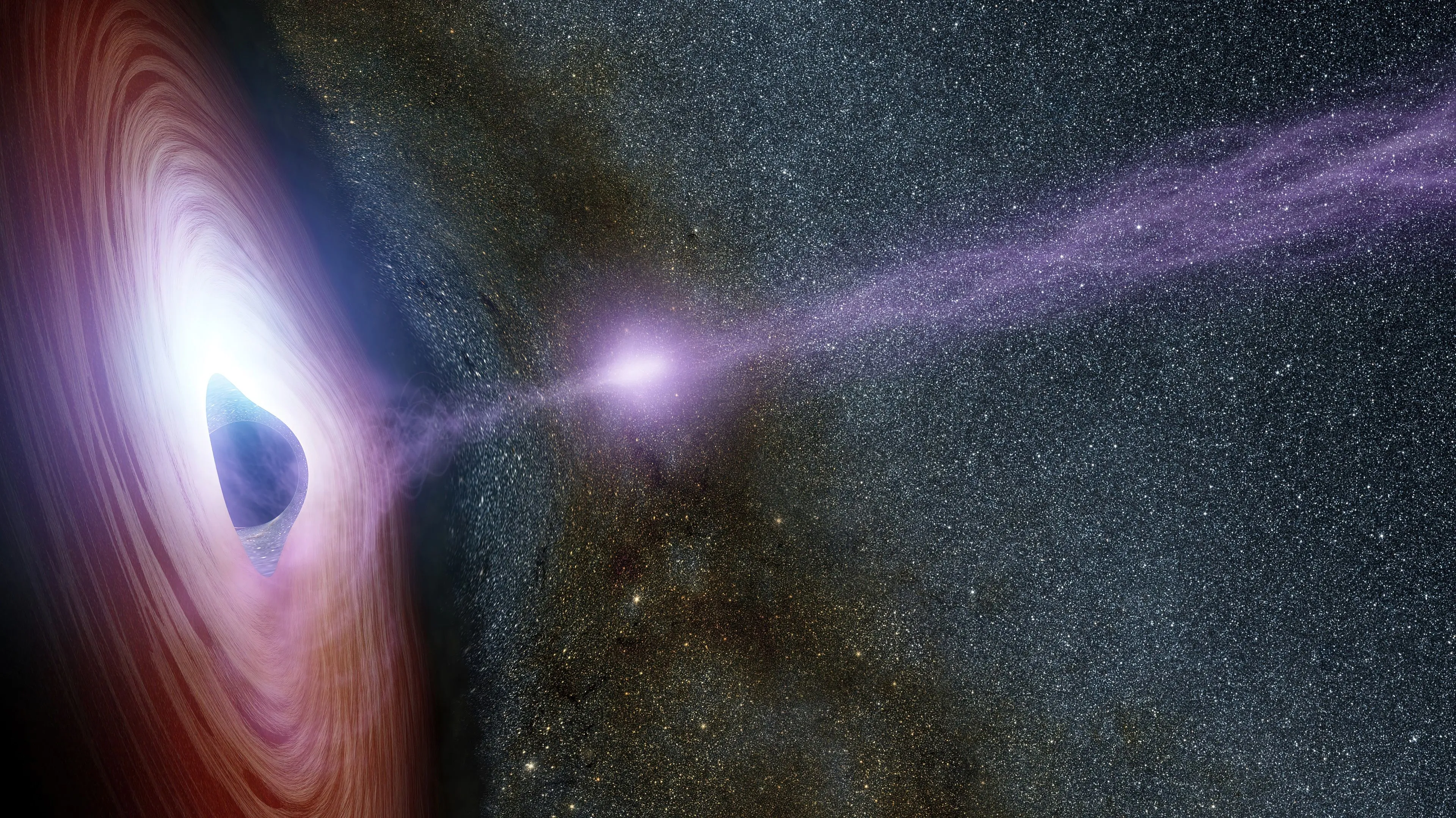 Black Hole With Accretion Disk And Jet In Space 4K, HD Wallpaper