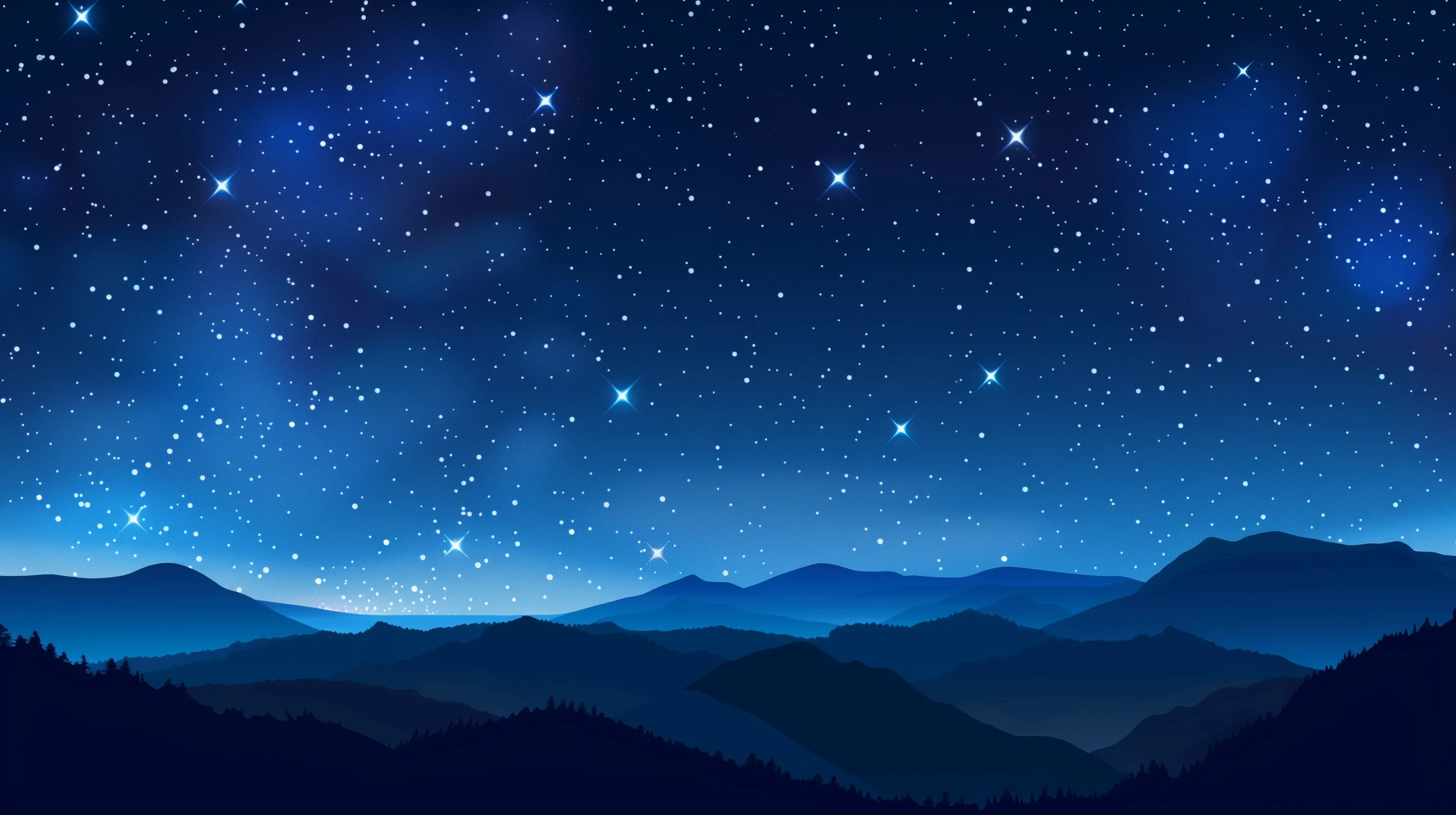 Nightsky With Big Blue And White Stars
