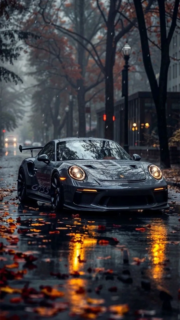 Rainy Day Porsche: Photorealistic Car Wallpaper