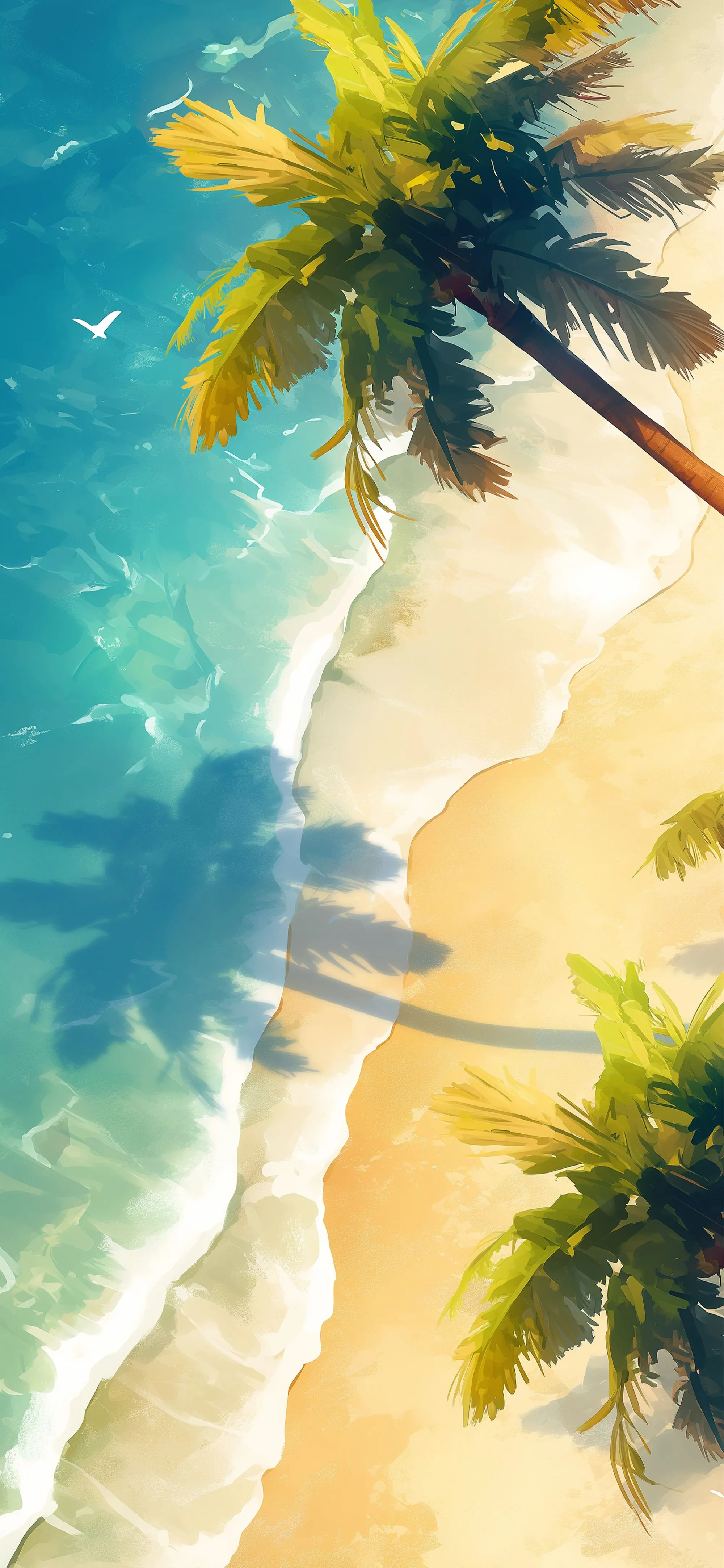 Tropical Beach Palm Trees Aqua Ocean Wallpaper