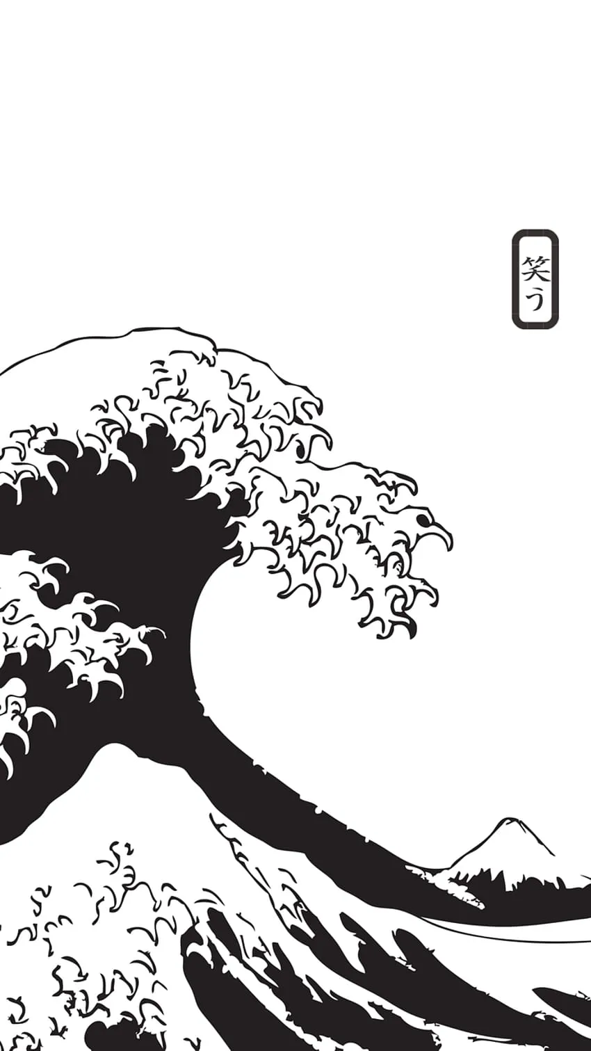 The Great Wave discovered by Dalia Deza Hiraoka, black and white japanese aesthetic phone HD phone wallpaper