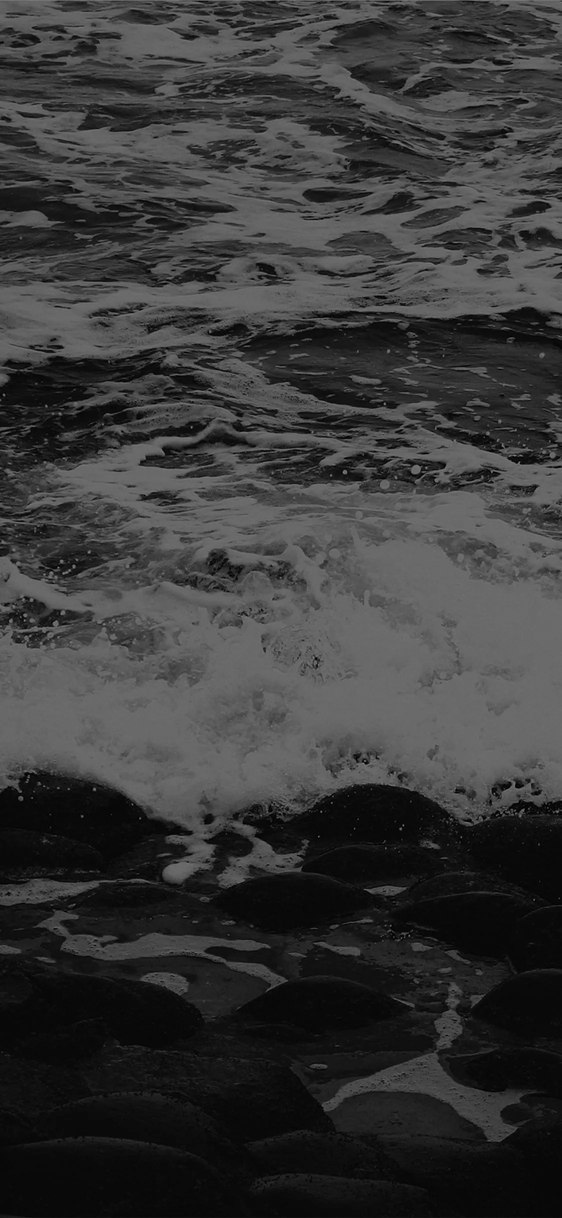 iPhone X wallpaper. wave ocean beach lake nature stone bw dark