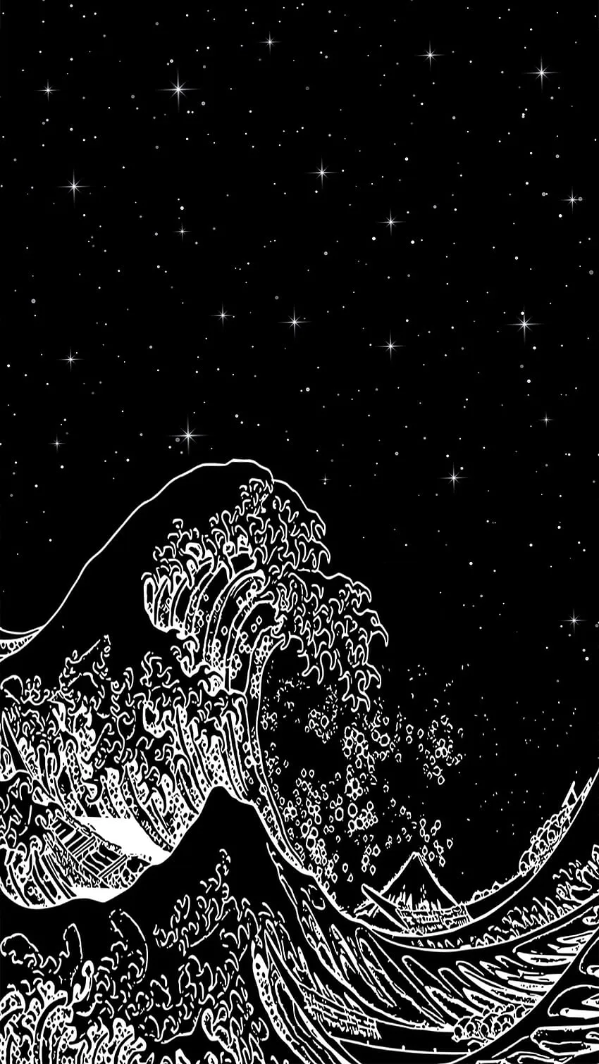 Great wave at night, sky, black, the great wave off kanagawa, sea, space HD phone wallpaper
