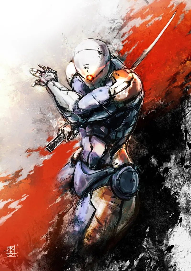 Gray Fox, gray, fox, ninja, katana, metal gear, konami, snake, HD phone wallpaper