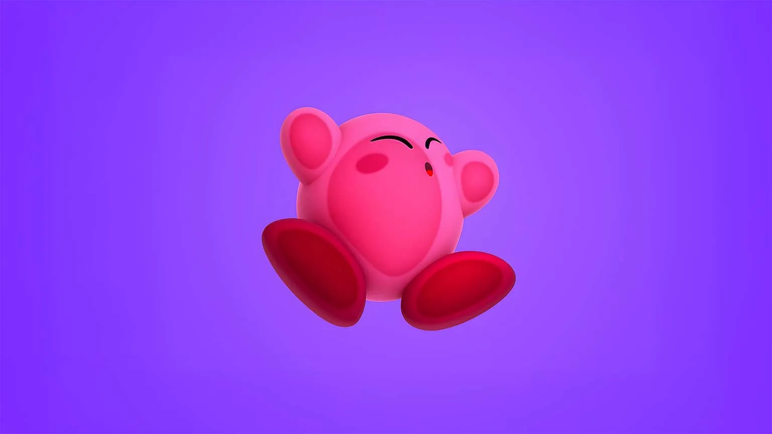 Kirby Jump Purple Background Cute Desktop Wallpaper 4K & HD