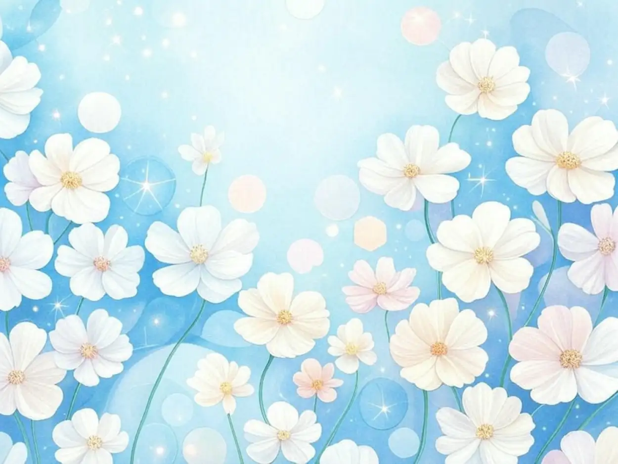 Light Blue Floral Background with Delicate Flowers (HD)