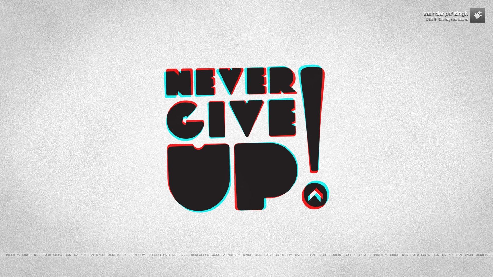 Never Give Up!, Typography, Anaglyph 3D, Motivational Wallpaper HD / Desktop and Mobile Background