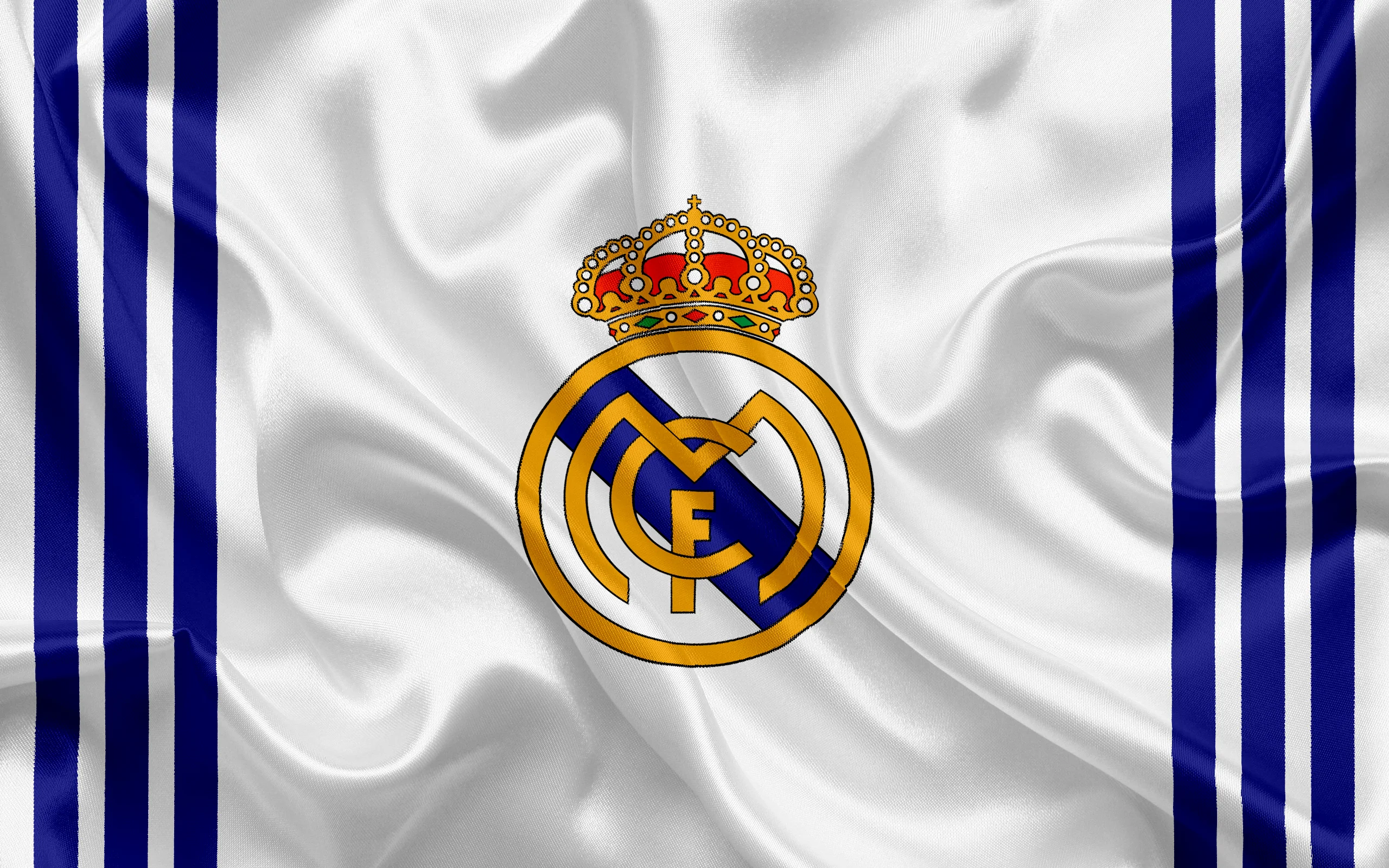 Real Madrid Logo in flag Wallpaper 2k for Desktop