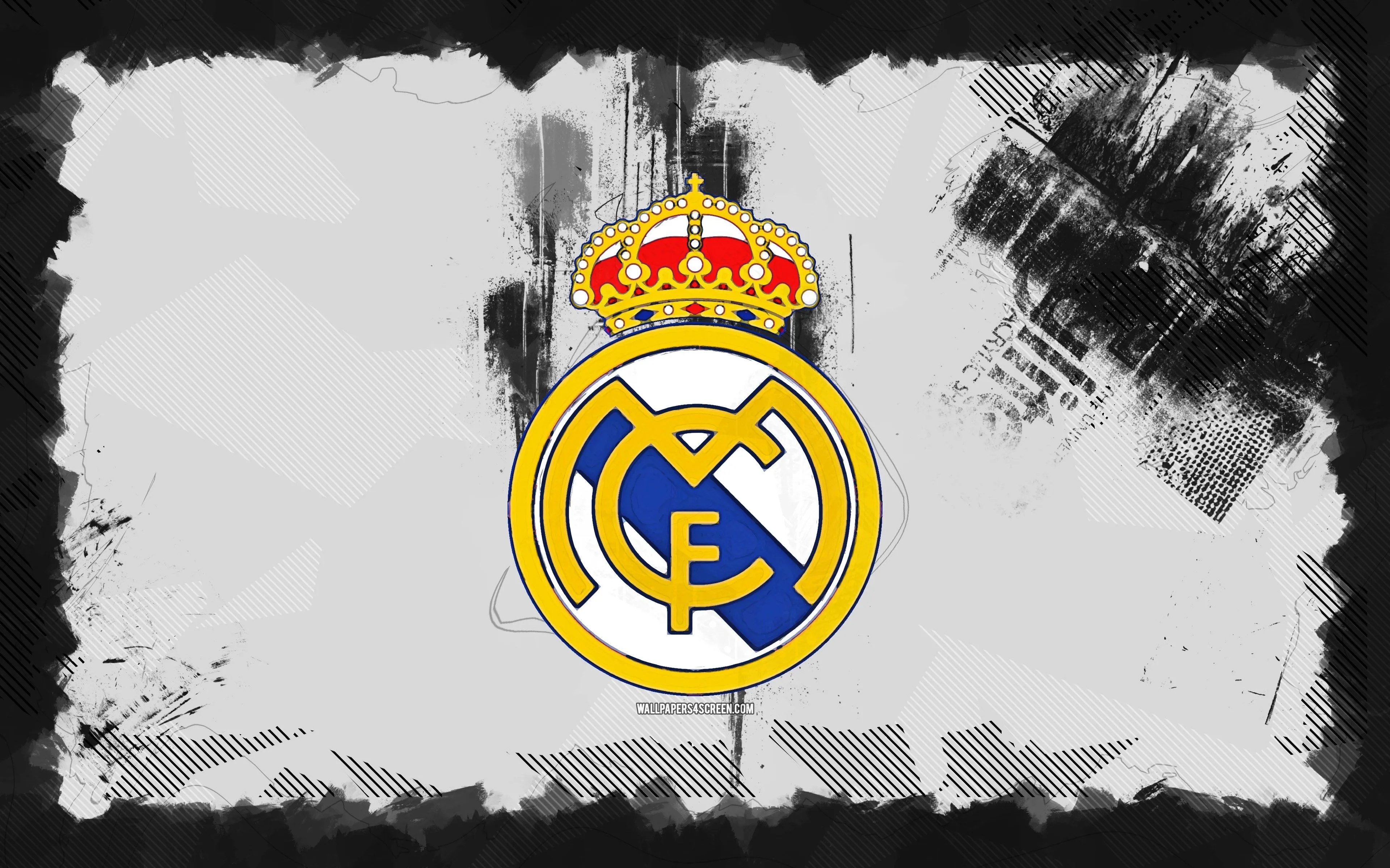 Wallpaper logo, football, Real Madrid, madridista, La Liga, Hala Madrid, Emblem, Spanish for mobile and desktop, section спорт, resolution 3840x2400
