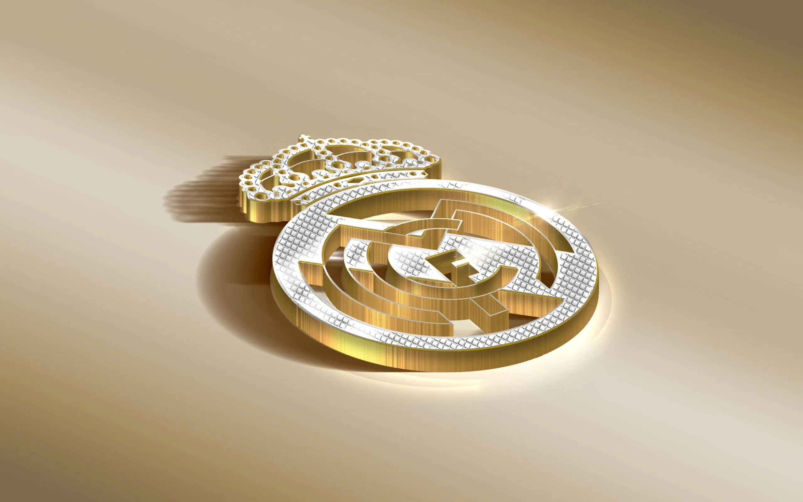 Wallpaper golden, logo, football, soccer, Real Madrid, real, Madrid, RMA for mobile and desktop, section спорт, resolution 2560x1600