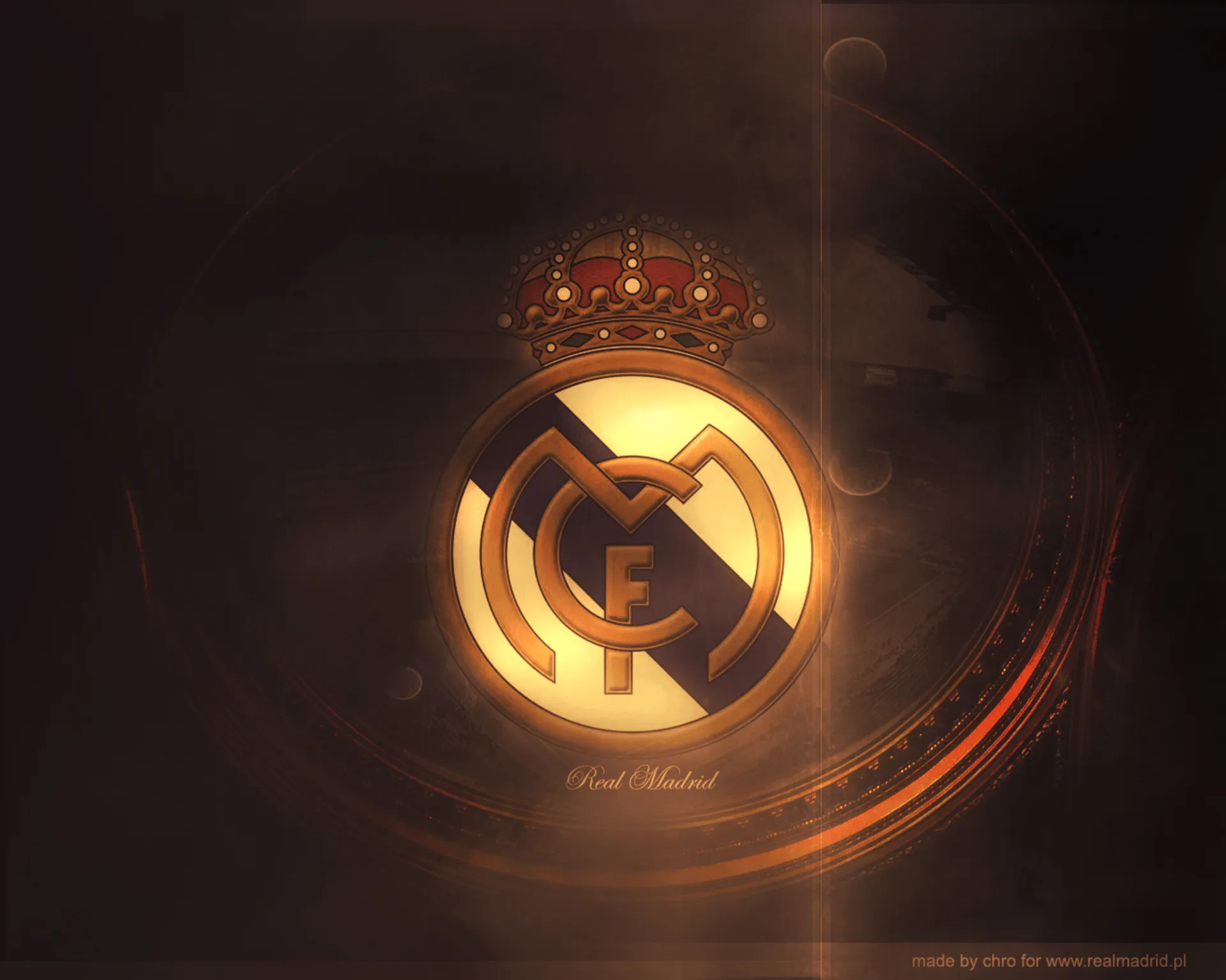 Real Madrid C.f. Logo Glowing Abstract Design, HD Wallpaper