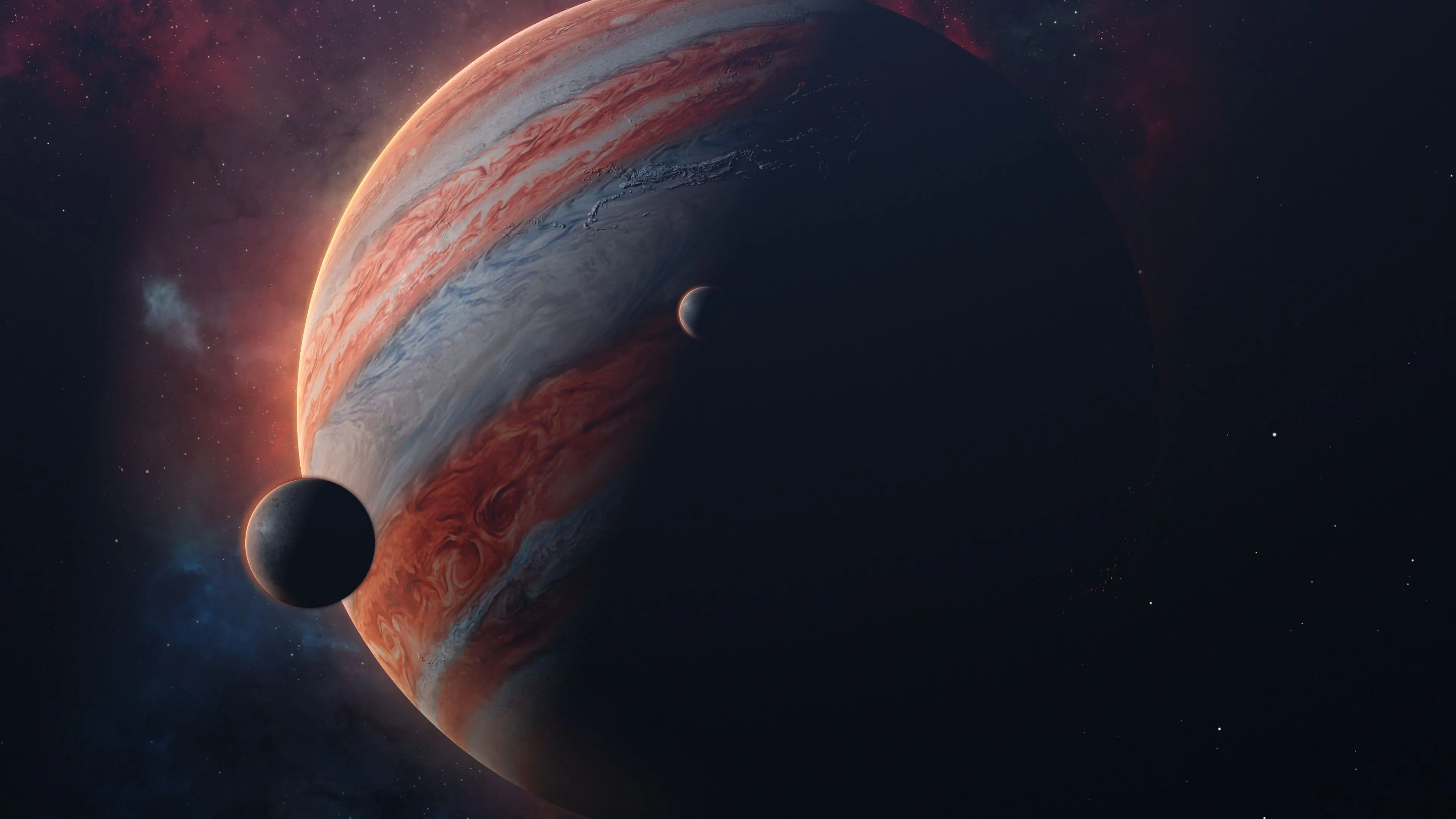 Jupiter Wallpaper 4K, Moons of, Solar system, Planet