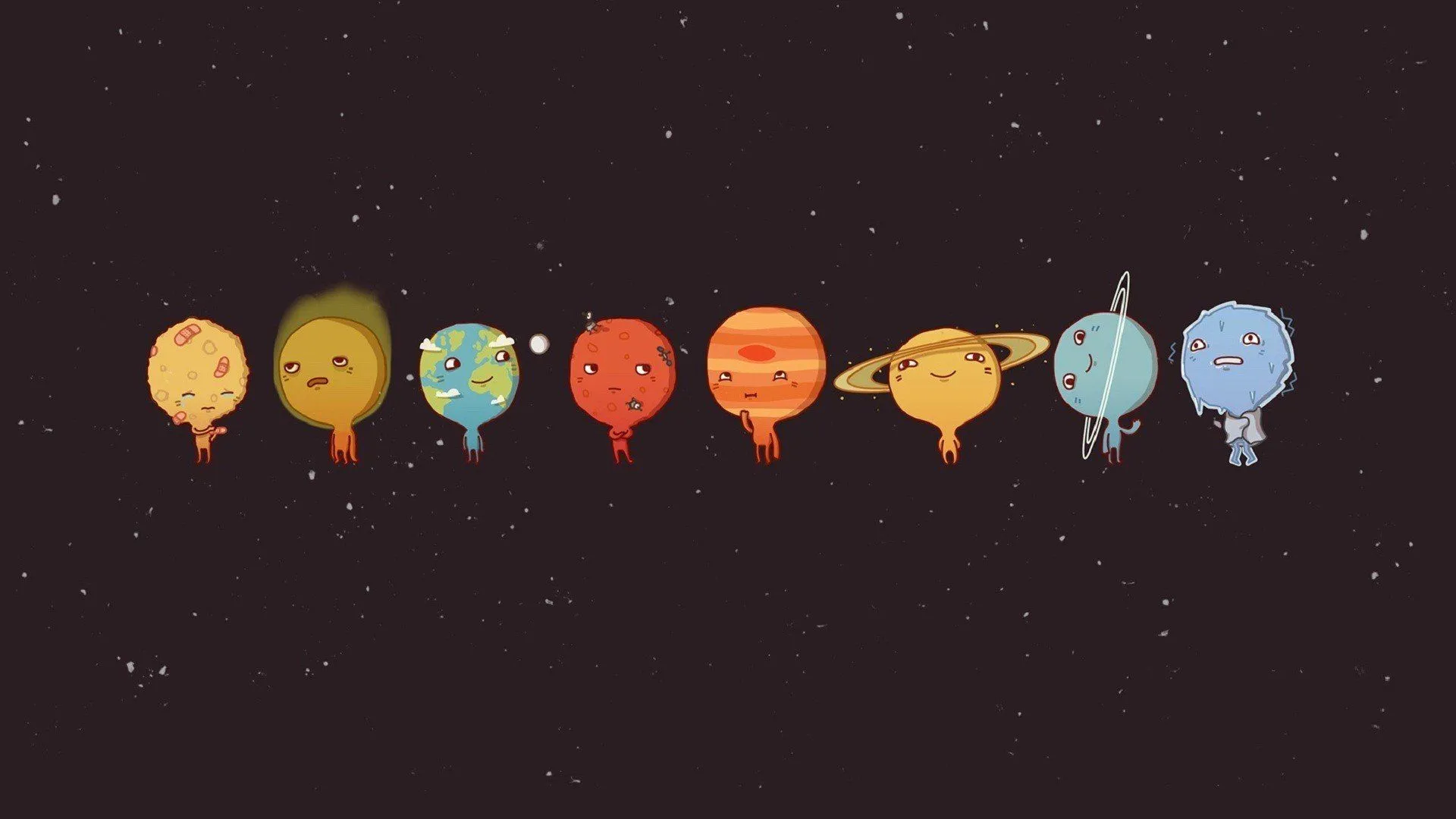 minimalism, Solar, System, Moon, Mars, Earth, Mercury, Venus, Pluto, Sun, Space Wallpaper HD / Desktop and Mobile Background