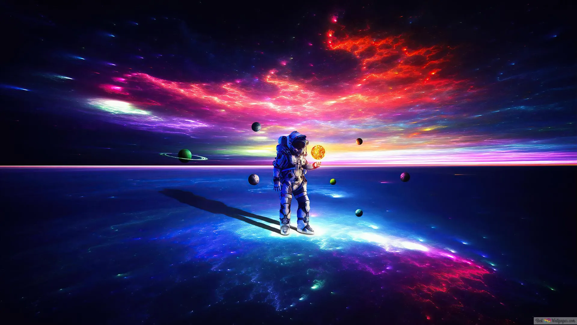 Astronaut Solar System 4K wallpaper download